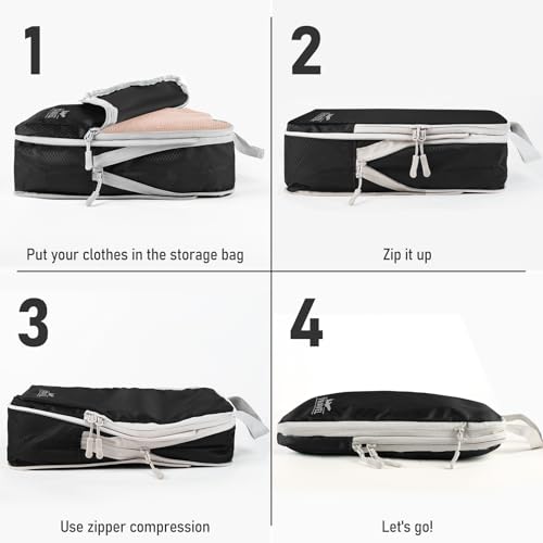 4 Set Compression Packing Cubes (Black-4pcs / Set of 4)