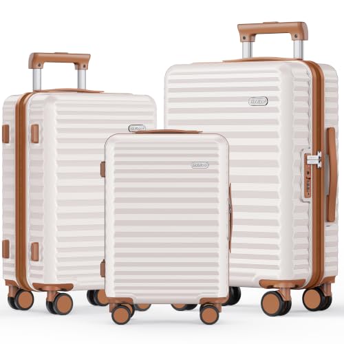 3pcs Luggage Set (Beige White / 3PCS/20 in/24 in/28 in)