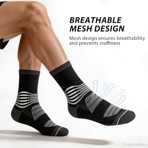 Crew Compression Socks for Women Men with Ankle Arch Support Plantar Fasciitis Relief 6 Pairs (Small / Black+white+grey(6 Pairs))