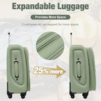 Softside Luggage Set Softshell Lightweight 3 Piece Spinner Suitcase (Softside Luggage(22/26/30) / Light Green)