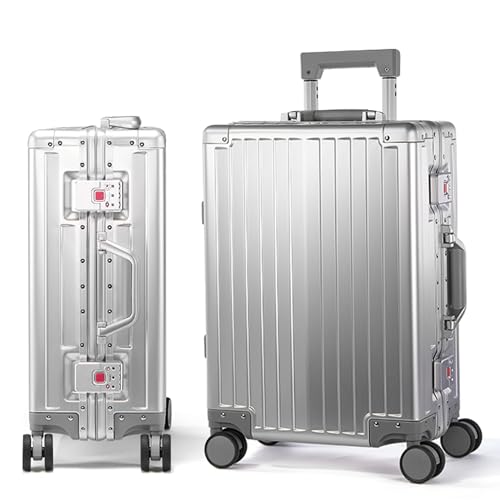 All Aluminum Carry On Luggage 22x14x9 Airline Approved Heavy Duty Hard Shell Suitcases Zipperless Suitcase with TSA Lock (Silver / 20-Inch)