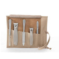 5pc Manicure & Pedicure Set (5-Pc: Finger+Toe Clipper, Tweezer, Sapphire / Beige Leather Roll)