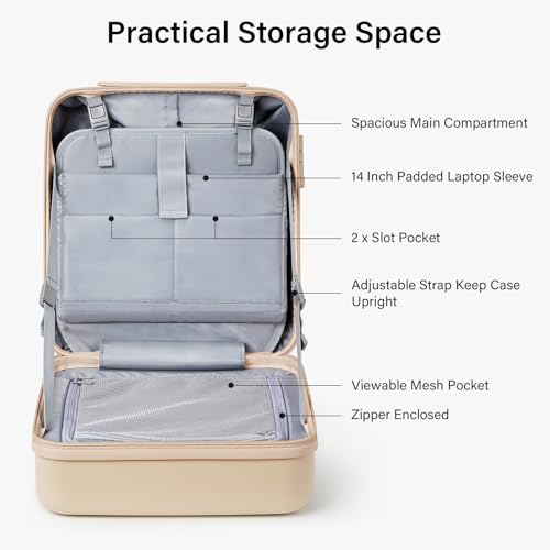 Underseat Carry On Luggage with Wheels (Cuba Sand / 16 Inch)