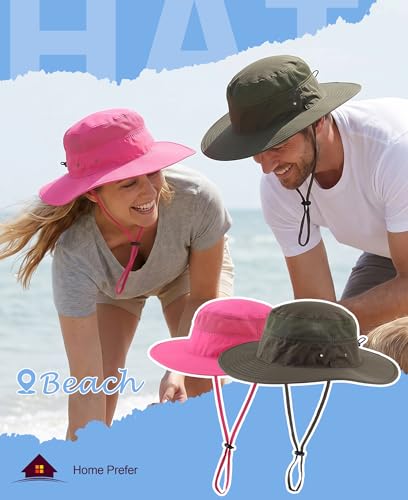 Women's Sun Hat UPF50+ Wide Brim Bucket Hats Mesh Sun Protection Caps for Fishing Camping Gardening Rose Red (One Size / Rose Red)