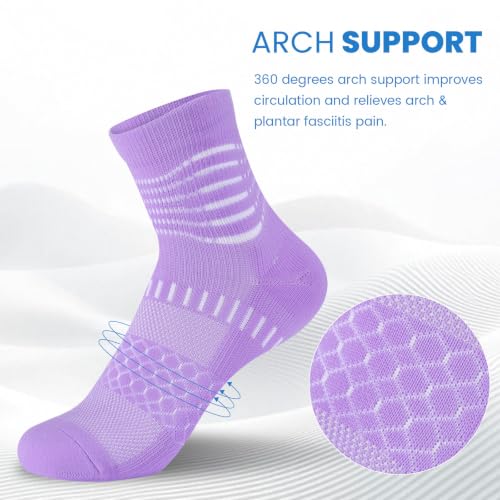 Ankle Compression Socks Women Men Plantar Fasciitis Relief 3 Pairs (Medium / Hot Pink+white-hot Pink+purple(3 Pairs))