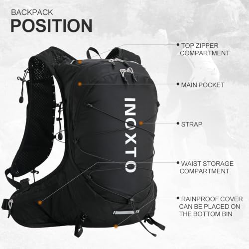 Hiking Hydration Backpack with 2L (Black-White-2L Water Bladder)