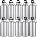 10 Pcs Aluminum Water Bottle 20 oz Reusable Bottles Lightweight Leak Proof Aluminum Sports Travel Bottles with Twist Cap Buckle for Gym (Silver)