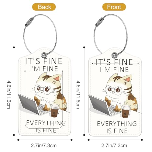 2Pack Luggage Tags for Suitcases (Angry Cat)