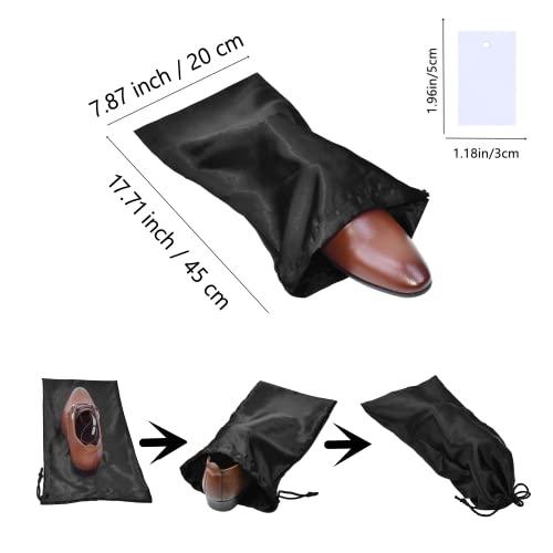 4 Pack Shoe Bags for Travel Satin Fabric Shoe Bag with Drawstring for Men Women Travel Protecting Storing Shoes (Black)