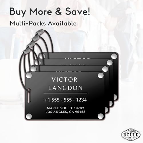 Personalized Luggage Tags for Suitcases (Pure Text-black-largename)