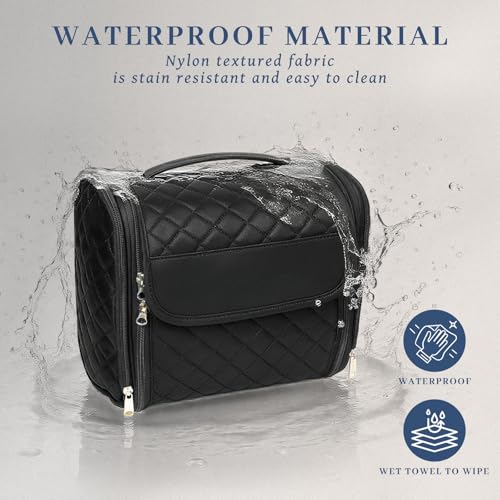 Makeup Bag for Women with Hanging Hook (Black-02)