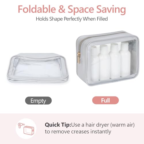 Clear Makeup Bag for Travel (3 Pack Grey / TSA Specialist (3-Pack Medium - Soft))