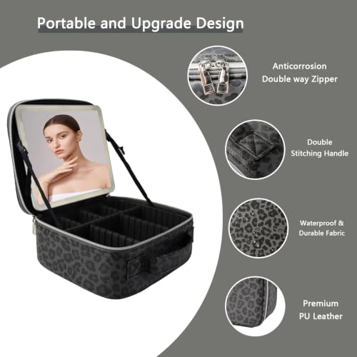 Makeup Bag with Led Mirror (Black / with LED mirror)