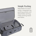 Sion Softside Expandable Spinner Luggage Durable Lightweight Travel Suitcase (Checked-Large / Dark Grey)
