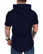 Mens Fashion Hoodies Sport Pullover Solid Color Shirt Workout Lightweight Tops Navy (Medium / Navy1)