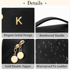 Initial Makeup Bag Personalized Gift for Women Teen Girls (Black / K)