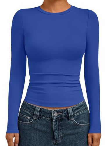 Womens Long Sleeve Shirts Basic Compression Tops RoyalBlue XS (X-Small / Royalblue)