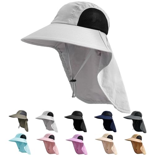 Sun Hat for Men Women with Neck Flap (6 3/4-6 7/8 / 1pack-light Gray)