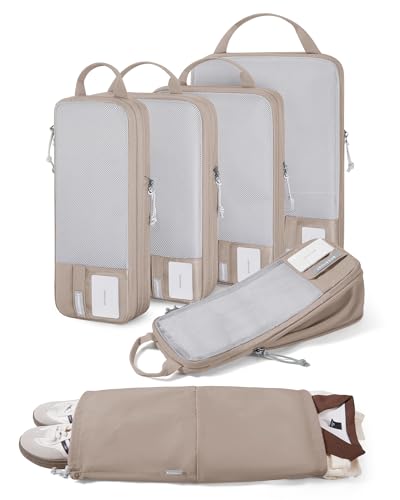 6 Set Compression Packing Cubes for Travel (Camel / Set of 6)