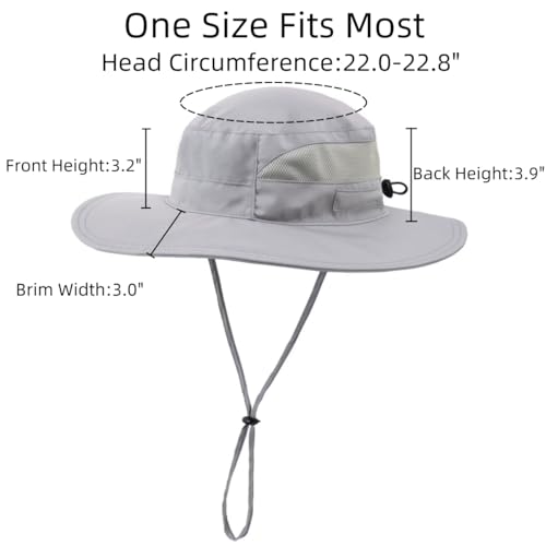 Womens Outdoor Mesh Boonie Sun Hat Summer Wide Brim UV Protection Fishing Hat Safari Cap Grey (Large / Grey)
