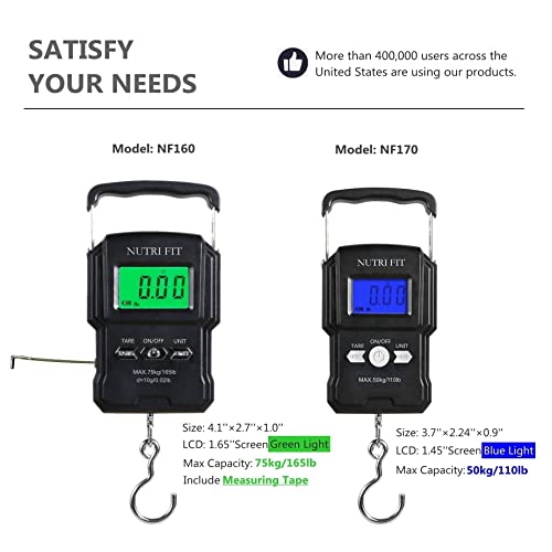 Luggage Scale Digital Suitcase Weighing Fish Portable for Travel (Jet Black)