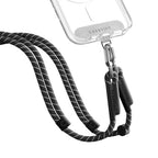 8mm Rope Cross Body Strap with Card (8mm / Black With Sliver Clasp)