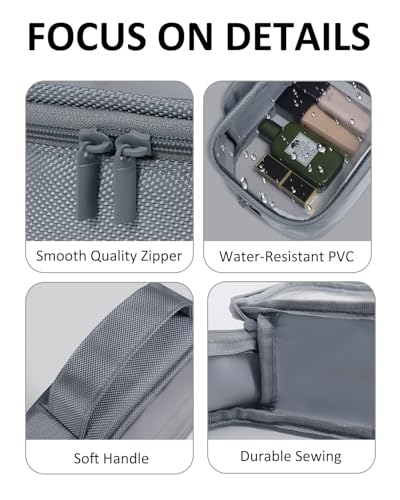 TSA Approved Toiletry Bag Clear Quart Size Travel Bags Makeup Bag (Grey / 1 Pack, Handle)