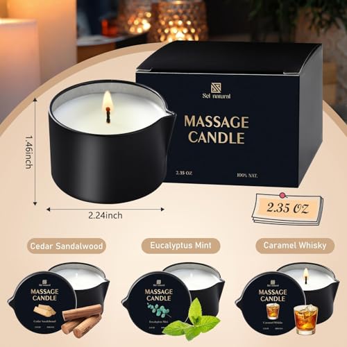 3 Pack Massage Oil Candles 2.35oz Low Temp Massage Candle Valentines Gifts (2.35 oz)