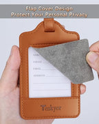 Leather Luggage Tags for Suitcases (Brown)