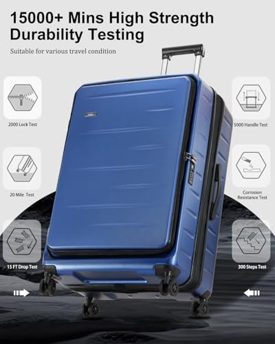 Expandable Checked Luggage (Navy Blue / 28 Inch EXT)