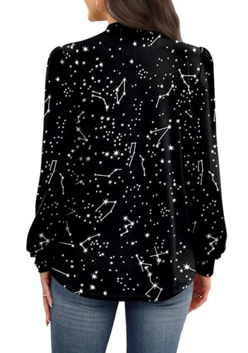 Fall Clothes for Women 2026 Winter Clothing Blouses Dressy Casual Womens Tops for Teachers Fall Outfits for Women Halloween Shirts Black Star Print L (04 - Black Star Print / Large)