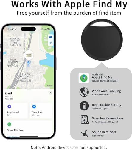 Air Tracker Tags 4 Pack Smart Tag Bluetooth Trackers Work with Apple Find My (Apple-4pack black)