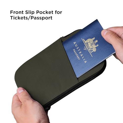 Zip Travel Wallet RFID Blocking Passport Holder Green (Green)