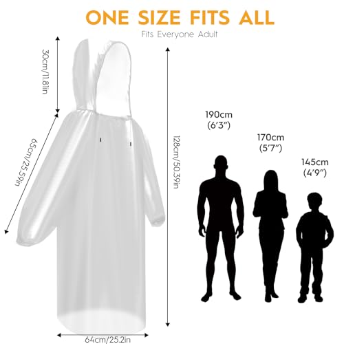 6 20 & 50 Pack Disposable Rain Ponchos for Adults (Clear / 50 Pack)