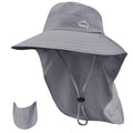 Sun Hat for Men Women with Neck Flap& Removable Face Cover Wide Brim (1pack-dark Grey)