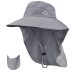 Sun Hat for Men Women with Neck Flap& Removable Face Cover Wide Brim (1pack-dark Grey)