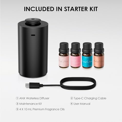 ANX Waterless Essential Oil Diffuser Starter Kit (Black1)