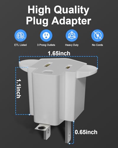 Portable 3 Prong to 2 Prong Outlet Adapter