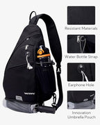 Large Sling Bag Crossbody Backpack Chest Pack for Men Women (Large / Black)