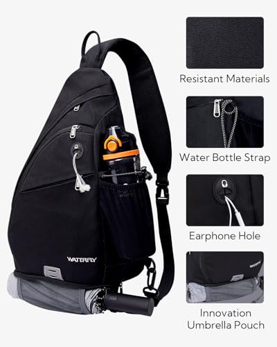 Large Sling Bag Crossbody Backpack Chest Pack for Men Women (Large / Black)