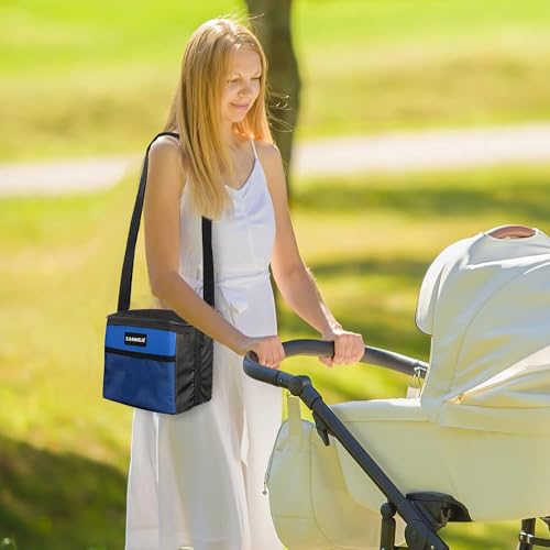 6 Can 5L Lunch Bag for Women Men Portable Lunch Box Small Cooler Bag Soft Collapsible Reusable Insulated Lunch Tote for Everyday Work Travel (Blue)