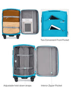 20 Inch Expandable Carry On Luggage 22x14x9 Airline Approved Softside Suitcases with Wheels Lightweight Travel Luggage Rolling Suitcase with Lock for Men and Women (Caribbean Blue / 20 Inch)
