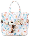 Beach Bag Waterproof Sandproof Women Beach Tote Pool Bag with Zipper for Gym Grocery Travel with Wet Pocket (Beige)