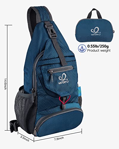 Packable Sling Backpack Lightweight Crossbody Bag Travel Daypack (Blue)