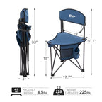 Extra Large Quick Folding Tripod Stool with Backrest Fishing Camping Chair with Carry Strap (Blue)