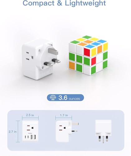 2 Pack US to UK Ireland Travel Plug Adapter