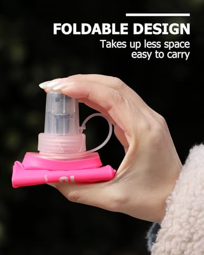 TPU Soft Flask Lightweight Portable Reusable Water Bottle (150ml/5.07oz-2 Pack-Pink)