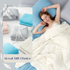 Temperature Regulating King Comforter (Snow Ivory With Navy Trim / Classic King (106"x90"))