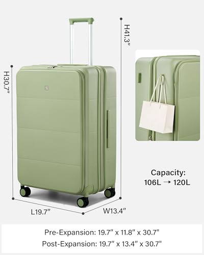 Expandable Large Checked Luggage (Bamboo Green / 28 Inch EXT)