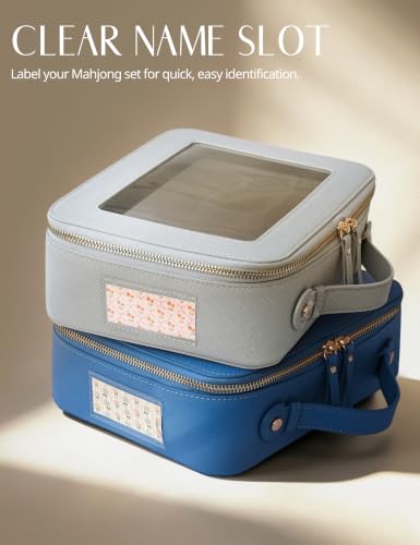 Clear Large Mahjong Tile Bag with Zipper & Handle Cornflower Blue (Cornflower Blue / Large Luxe)